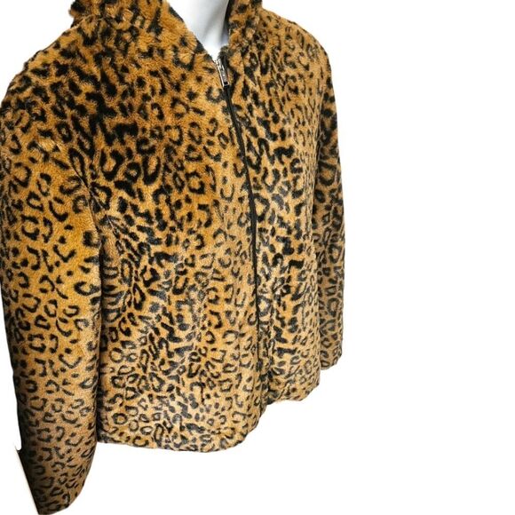 GUESS NEW FAUX FUR Women's Warm Leopard Print Jacket Size XL NWOT - Picture 4 of 16